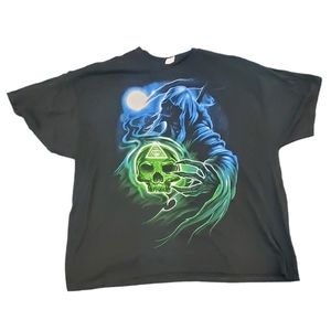 Grim Reaper Eye of Providence (all seeing eye) Moon Skull Tshirt New w/out Tags
